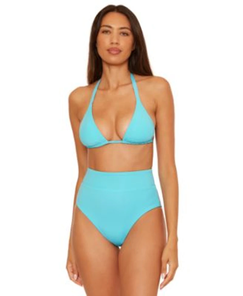 Becca Womens Color Code Reversible Triangle Bikini Top Color Code High Waist Reversible Bikini Bottoms