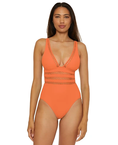 Becca Women's Modern Edge Ribbed One-Piece Swimsuit