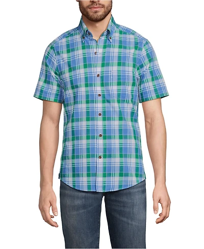 Lands' End Men's Traditional Fit Short Sleeve Madras Shirt