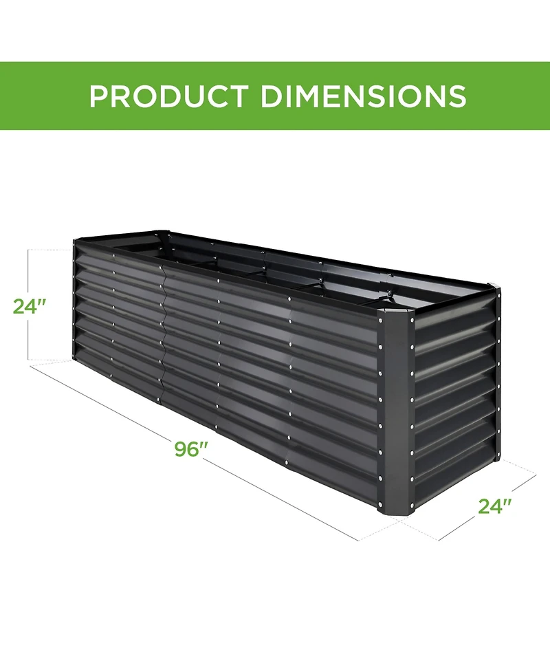 Best Choice Products 8x2x2ft Outdoor Metal Raised Garden Bed, Planter Box for Vegetables, Flowers