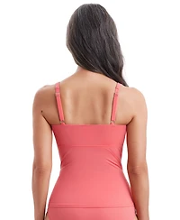 ShapeSolver by Mimi Flamingo Women's Divine Solids V-Wired Shirred Tankini Swimsuit Top