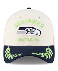 New Era Men's Cream/ College Navy Seattle Seahawks 2025 Nfl Draft 39THIRTY Flex Hat
