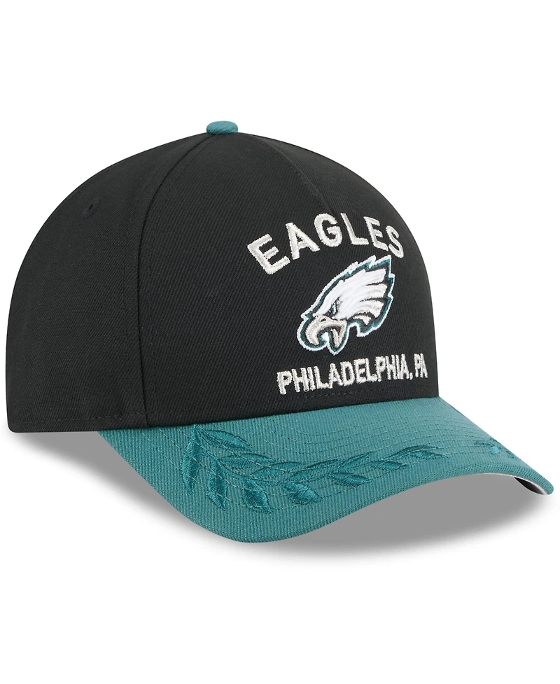 New Era Men's Black/Green Philadelphia Eagles 2025 Nfl Draft 9FORTY A-Frame M-Crown Adjustable Hat