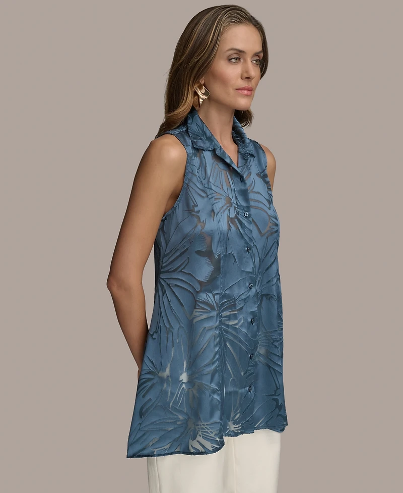 Donna Karan New York Women's Sleeveless Button-Front Tunic Top