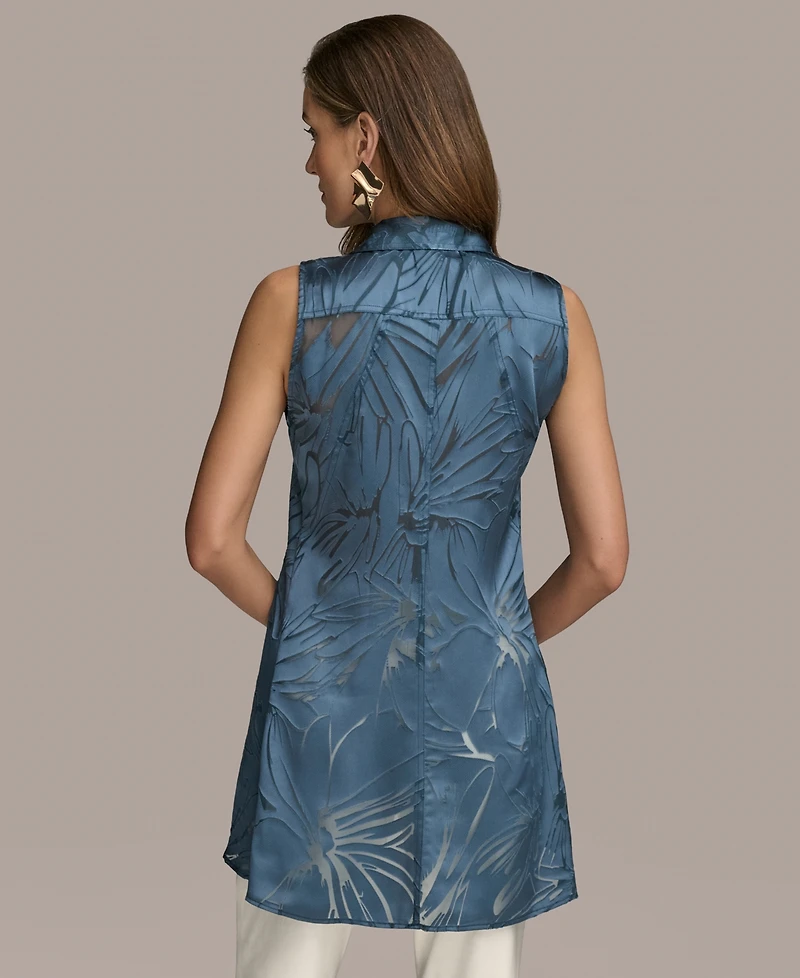 Donna Karan New York Women's Sleeveless Button-Front Tunic Top