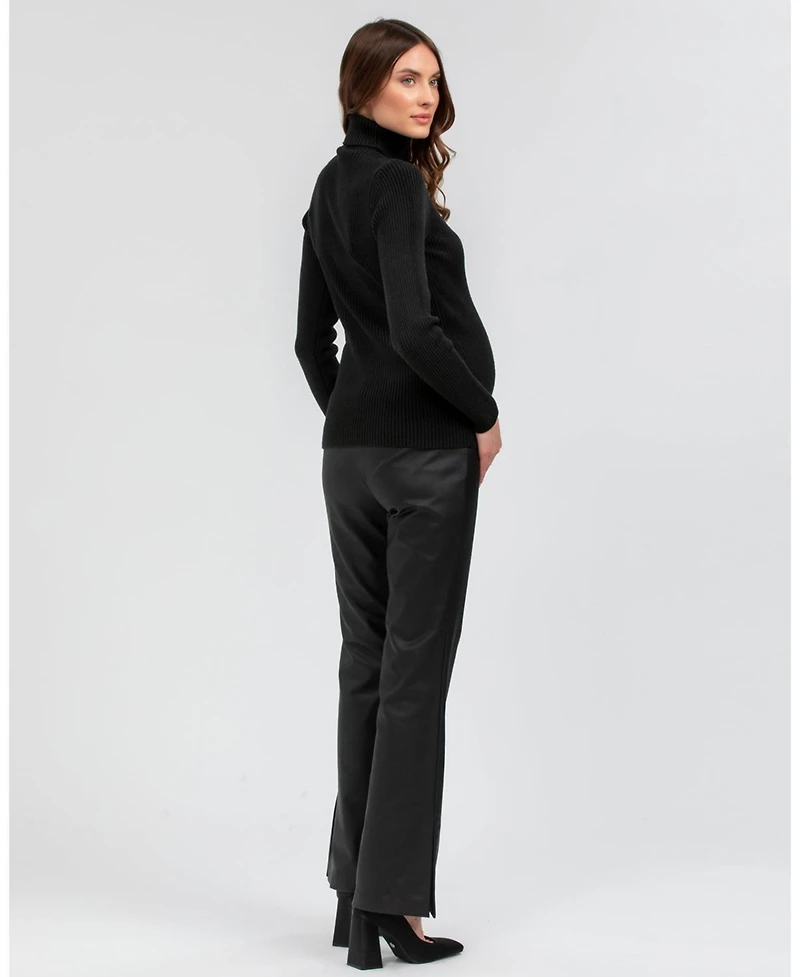 Maternity Long Sleeve Turtleneck Rib Knit Jumper Aurora