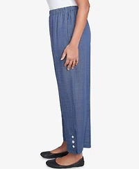 Alfred Dunner Women's Summer Solstice Relaxed Button Detail Ankle Pants