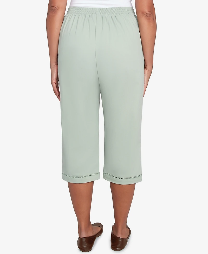 Alfred Dunner Women's Santa Fe Relaxed Crochet Hem Capri Pants