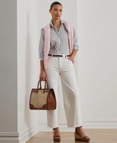 Lauren Ralph Lauren Womens High Rise Wide Leg Cropped Jeans