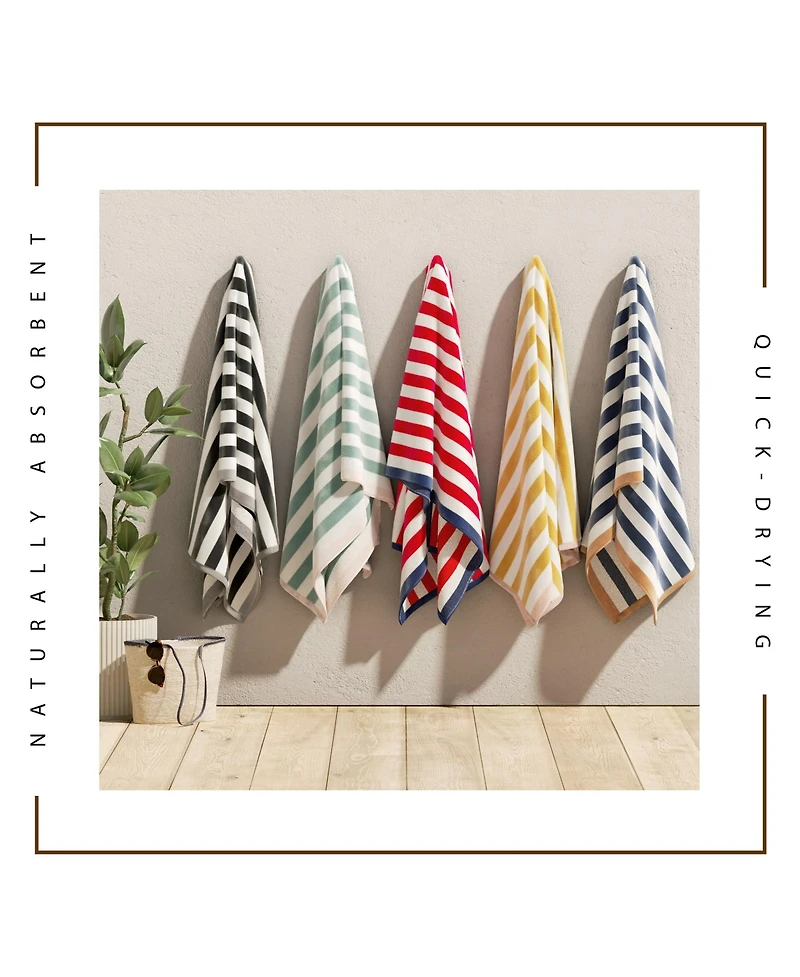 Linery & Co. Oversized Cotton Stripe Border Beach Towel