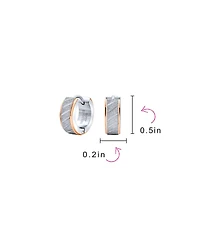 Bling Jewelry Earrings Carved Hoop Huggie Rose Gold & Silver Stainless Steel
