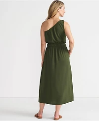 Lands' End Women's Creaseless One Shoulder Midi Dress