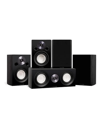 Fluance Reference Compact Surround Sound Home Theater 5.0 Channel Speaker System including 2-Way Bookshelf, Center and Rear Speakers
