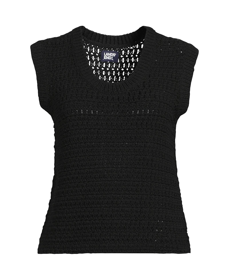Lands' End Women's Blend Texture U Neck Vest Sweater
