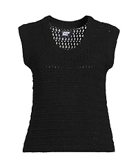 Lands' End Women's Blend Texture U Neck Vest Sweater