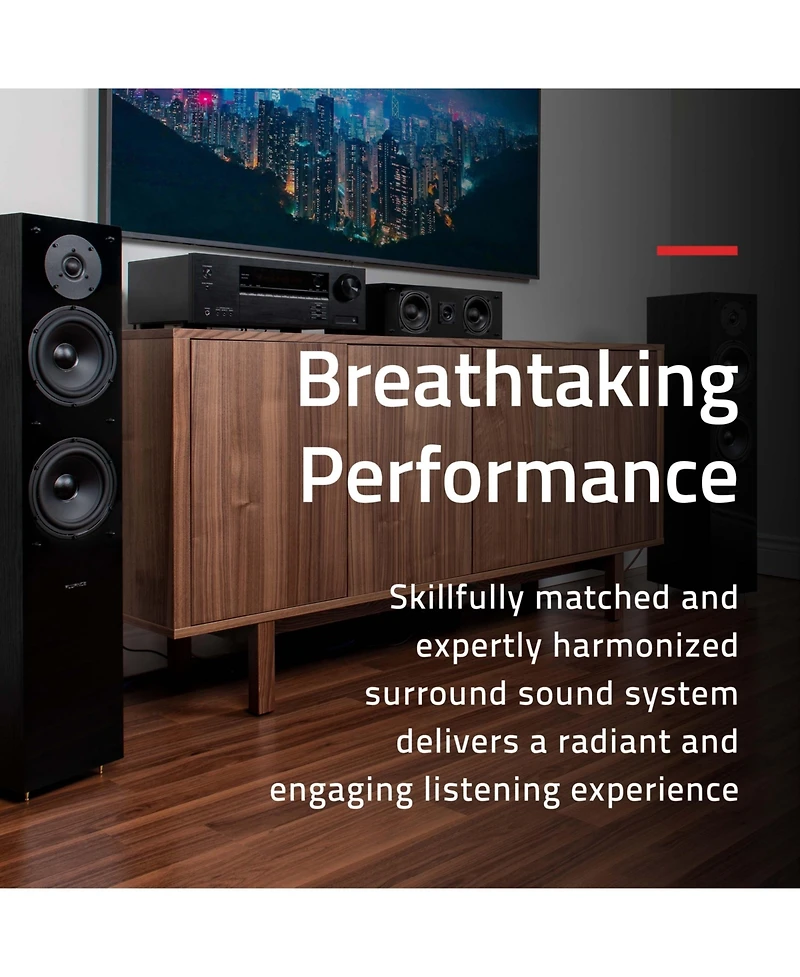 Fluance Elite High Definition Surround Sound Home Theater 5.0 Channel Speaker System including Floorstanding Towers, Center and Rear