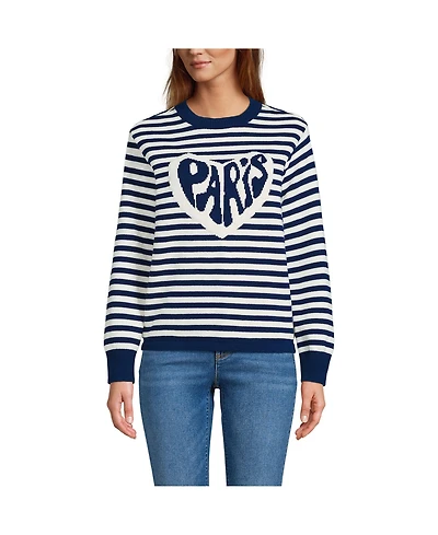 Lands' End Women's Drifter Jacquard Crew Neck Sweater