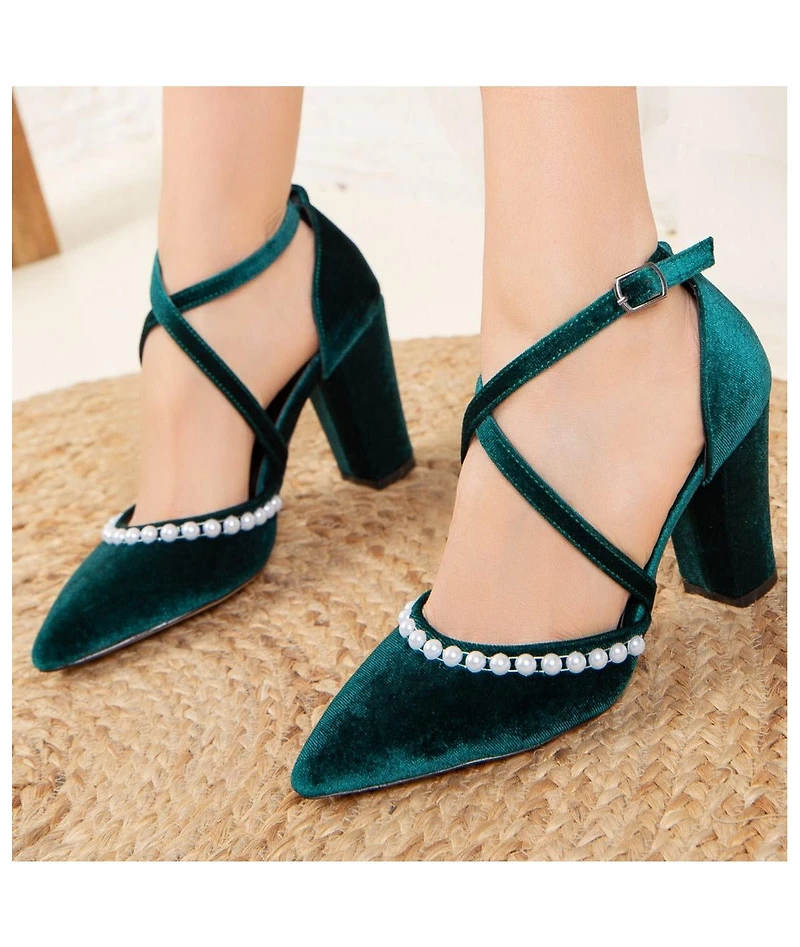 Sina Criss Cross High Block Heels