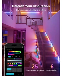 Lepro S1 Ai Smart Rgb Led Strip Lights, 100ft (2 Rolls of 50ft), Ic and Rainbow Chasing Effects, for Party Holiday Room Decor, 2.4G Wi-Fi & Bluetooth