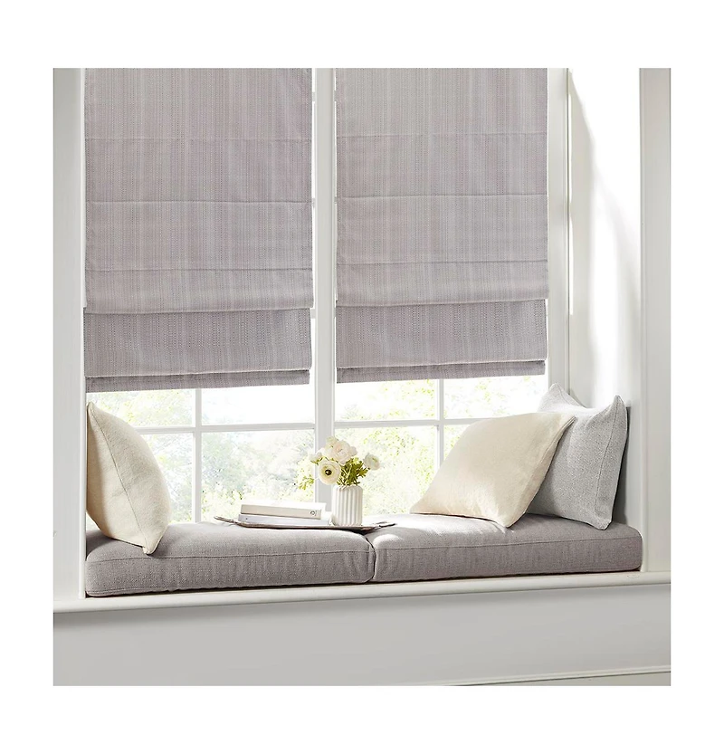 Basketweave Room Darkening Cordless Roman Shade, Single Panel for Bedroom, Thermal Insulated Window Blind Treatment for Living Room