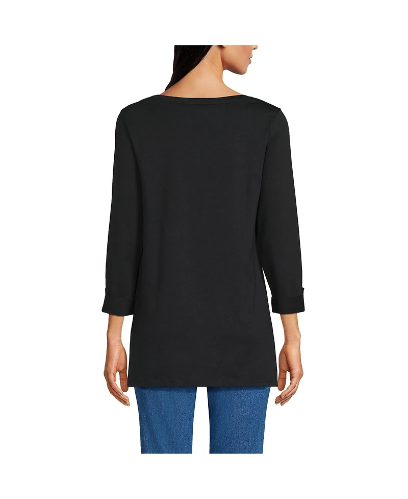 Lands' End Women's Supima Cotton Adjustable 3/4 Sleeve Boatneck Tunic