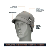 RefrigiWear Men's Beanie with Visor - Stretch Nylon/Spandex Shell, Fleece-Lined Winter Hat