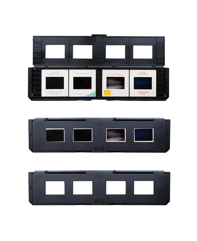 Magnasonic Long Tray Slide Film Holder for 35mm Compatible Film Scanners, Holds 4 Slides to Speed up Processing Time, Easy To Use, Gently Flattens and