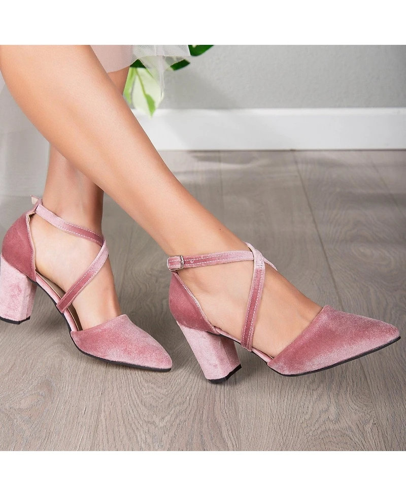 Sina Criss Cross High Block Heels