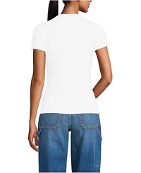 Lands' End Women's Drapey Rib Fitted Short Sleeve Mini T-Shirt