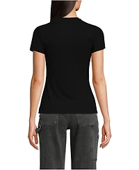 Lands' End Women's Drapey Rib Fitted Short Sleeve Mini T-Shirt