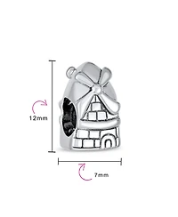 Bling Jewelry Holland Windmill Charm Bead in Oxidized Sterling Silver European Bracelets