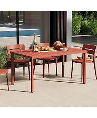 59" Iron Metal Outdoor Rectangular Patio Dining Table For 6