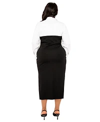 Buxom Couture Plus Contrast Shirt Dress