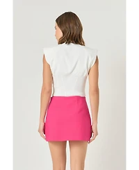 endless rose Women's Mock Neck Padded Knit Top