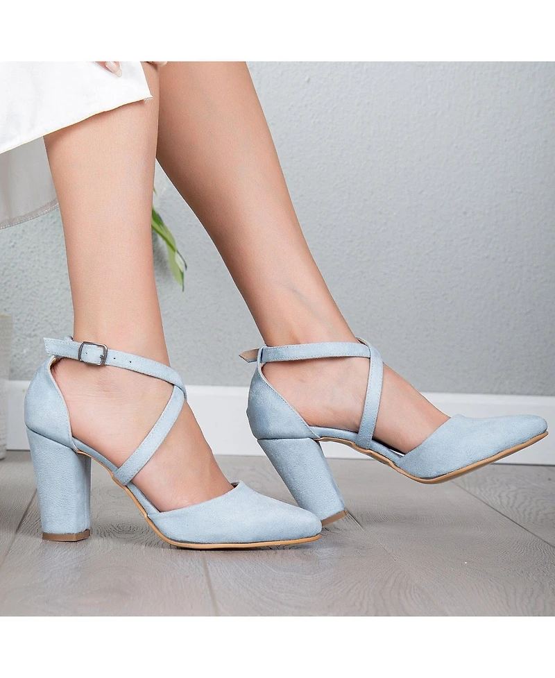 Sina Criss Cross High Block Heels