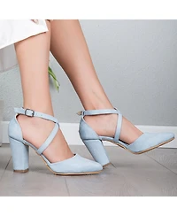 Sina Criss Cross High Block Heels