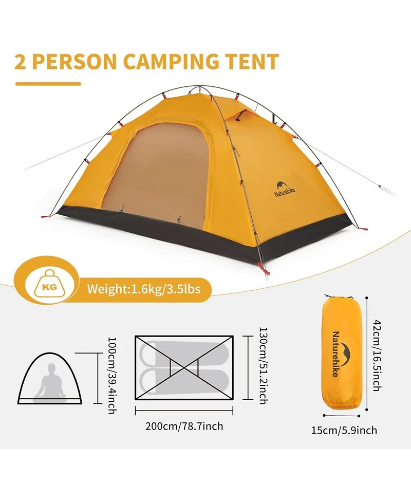 Naturehike Camping Tent 2 Persons in 4 Seasons, Ultralight Tents Backpacking Tents backpacking Tents, Anti-uv Family Tents for Outdoor