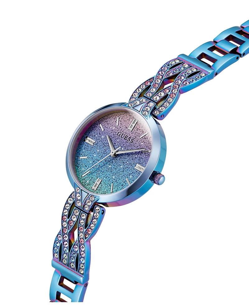Guess Women's Analog Blue Iridescent Steel Watch, 32mm