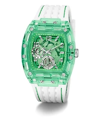 Guess Men's Multi-Function Green Silicone Strap Watch, 42mm