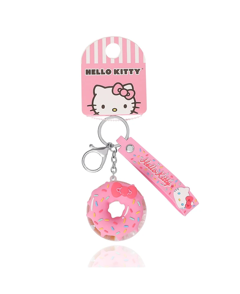 Hello Kitty Donut Keychain with Pink Strap and Sprinkles
