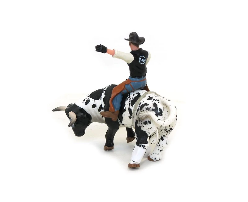 Little Buster Toys 1/16 Black & White Bucking Bull W/ Rider