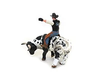 Little Buster Toys 1/16 Black & White Bucking Bull W/ Rider
