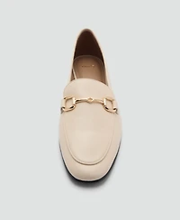 Mango Women's Buckle Leather Moccasins Shoes