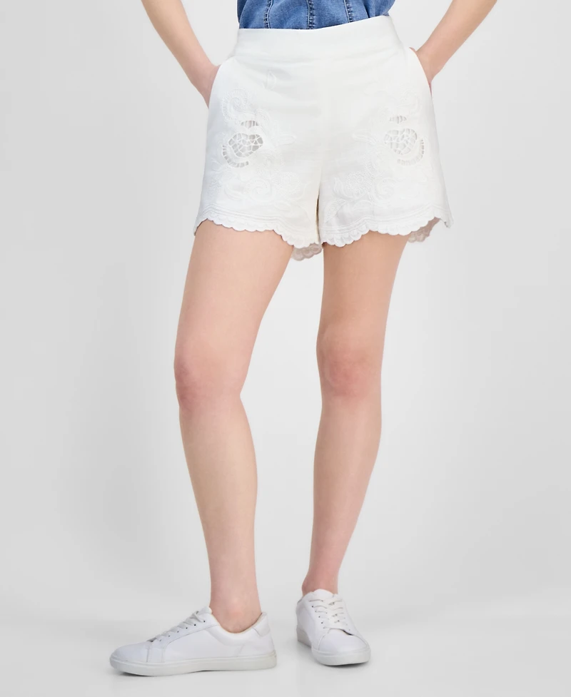 And Now This Women's Embroidered Cutwork Pull-On Shorts, Exclusively at Macy's