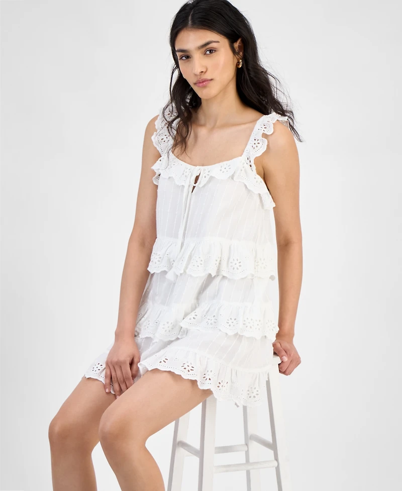 And Now This Women's Eyelet Cotton Tiered Mini Dress, Exclusively at Macy's