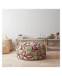 Cotton Round Abstract Pouf Ottoman for Living Room and Bedroom Seating