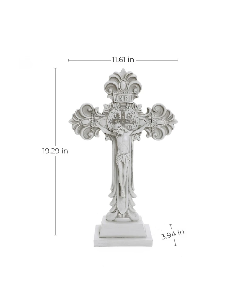 LuxenHome Off White Polyresin Holy Cross Jesus Crucifix 1.6-Feet Tall Statue