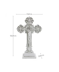 LuxenHome Off White Polyresin Holy Cross Jesus Crucifix 1.6-Feet Tall Statue