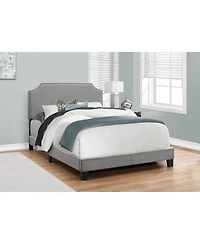 Modern Full Upholstered Bed Frame in Faux Leather with Wood Support
