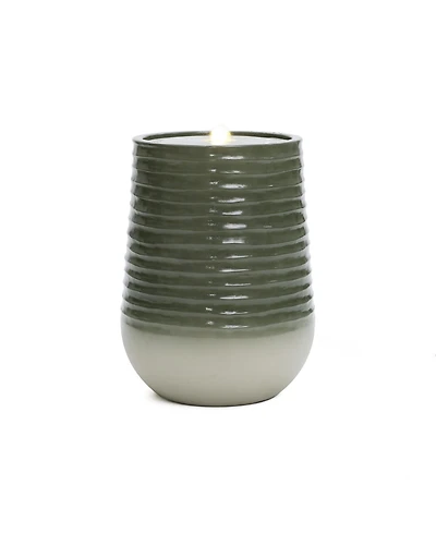 LuxenHome Emerald Ribbed Top with Ivory Bottom 27.56" Tall Resin Fountain with Lights